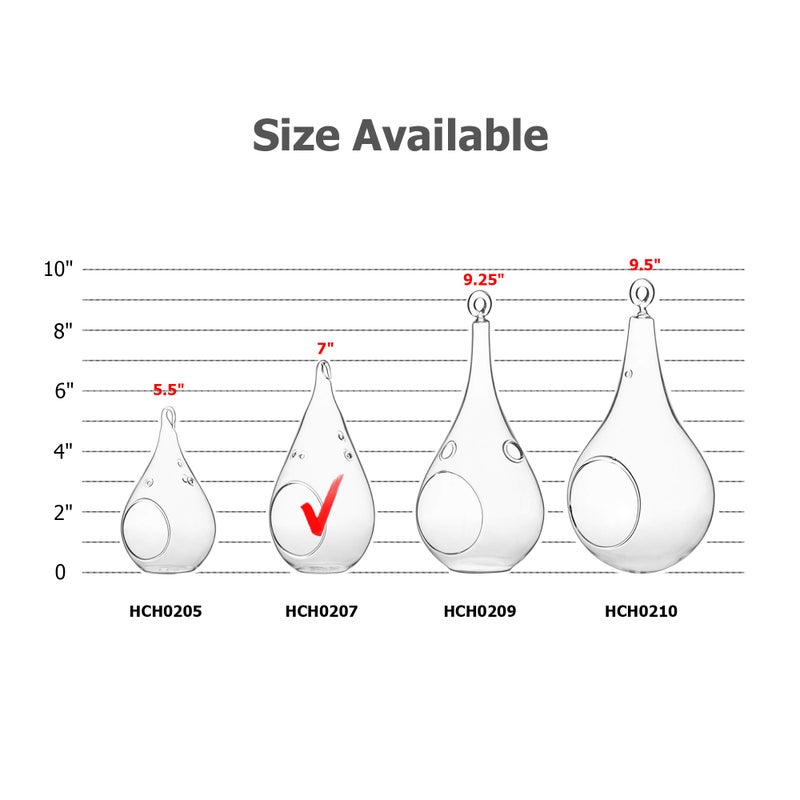 WGVI WGV Glass Hanging Plant Terrarium Bulk, Width 3.5", Height 7", Teardrop DIY Air Succulent Planter Clear Tea Light Votive Candle Holder, Wedding Event Office Home Outdoor Decor, 3 Pieces - Image 3